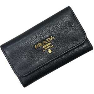 Prada 6-Key Case ec-25203 Black NERO 1PG222 Leather 62 E PRADA Key Holder Men...